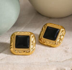 Σκουλαρίκια Sway με Μαύρη Πέτρα