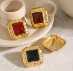 Σκουλαρίκια Sway με Μαύρη Πέτρα - Image 2