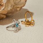 Lumi Ring – Boho Δαχτυλίδι με Πέτρα από Ανοξείδωτο Ατσάλι, Επιχρυσωμένο / Platinum - Image 3