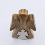 Άγγελος από Ξύλο Μάνγκο με Λευκό Σμάλτο – Angel within Angel – 15 cm - Image 6