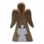 Άγγελος από Ξύλο Μάνγκο με Λευκό Σμάλτο – Angel within Angel – 15 cm - Image 8