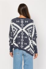 Πουλόβερ με ethnic σχέδιο και ασύμμετρο τελείωμα one size - Image 2