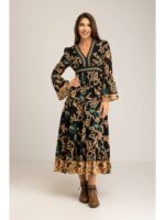 Εμπριμέ Φόρεμα με Κέντημα και Underbust Medium