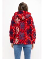 Παλτό sherpa με σχέδιο χιονονιφάδες, τσέπες και κουκούλα S - Image 3