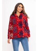 Παλτό sherpa με σχέδιο χιονονιφάδες, τσέπες και κουκούλα S - Image 2