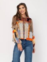 Εμπριμέ Πουκάμισο με Κουμπιά και Mandarin Γιακά Medium - Image 2