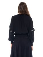 Μπλούζα cross με κέντημα και μανίκια με πομ-πομ one size - Image 3