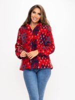 Παλτό sherpa με σχέδιο χιονονιφάδες, τσέπες και κουκούλα S