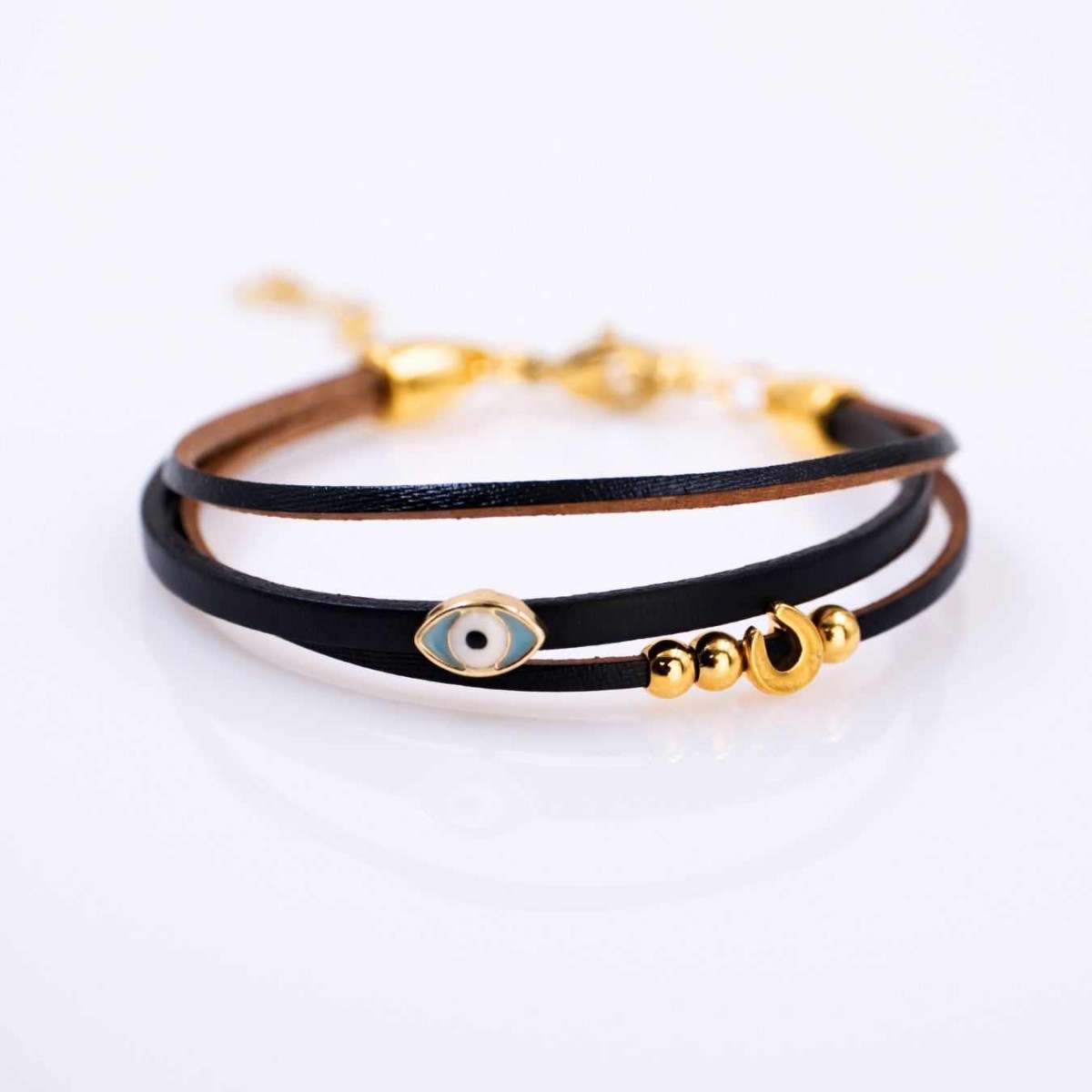 wb605864-dermatino-vraxioli-gouri-1200x1200 Δερμάτινο Βραχιόλι Γούρι 2026 με Μάτι από Σμάλτο - Image 1