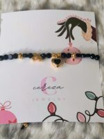 Χειροποίητο γούρι Βραχιόλι μαύρη καρδιά