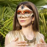 Χειροποίητη Βενετσιάνικη Μάσκα Colombina Lamè Copper – Χρυσή Λεπτομέρεια - Image 2