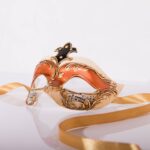 Χειροποίητη Βενετσιάνικη Μάσκα Colombina Lamè Copper – Χρυσή Λεπτομέρεια