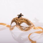 Χειροποίητη Βενετσιάνικη Μάσκα Colombina Lamè Bronze – Χρυσή Λεπτομέρεια