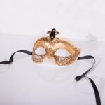 Χειροποίητη Βενετσιάνικη Μάσκα Colombina Lamè Gold – Χρυσή Λεπτομέρεια