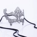 Μεταλλική Βενετσιάνικη Μάσκα Colombina – Μαύρη - Image 2