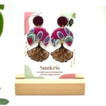 Χειροποίητα Σκουλαρίκια Ginkgo με Ρητίνη & African Wax – Ροζ & Μωβ Ethnic Σκουλαρίκια - Image 5