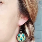 Ethnic Σκουλαρίκια African Wax με Γεωμετρικό Μοτίβο – Τιρκουάζ & Κίτρινα Statement Σκουλαρίκια - Image 6