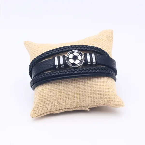 Χειροποίητο Δερμάτινο Ανδρικό Βραχιόλι από Φυσικό Δέρμα – μπάλα