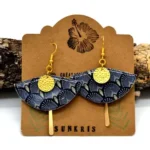 Japanese Ethnic Σκουλαρίκια Βεντάλια – Χειροποίητα Graphic Σκουλαρίκια με Παγώνι & Χρυσά Στοιχεία - Image 2