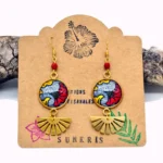 Ethnic Σκουλαρίκια με African Wax Μοτίβο – Χειροποίητα Statement Σκουλαρίκια σε Κόκκινο & Χρυσό