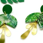 Boho Tropical Σκουλαρίκια Monstera με Ρητίνη – Πράσινα & Χρυσά Χειροποίητα Σκουλαρίκια - Image 4