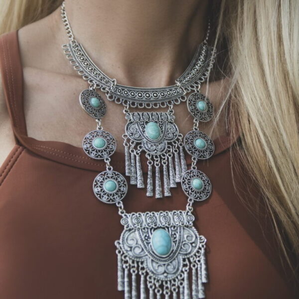 Boho Statement Κολιέ Πολυεπίπεδο με Γεωμετρικά Μοτίβα – Casablanca Collection 2