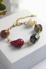 Bold Βραχιόλι από Ανοξείδωτο Ατσάλι με Πετρούλες – Ρυθμιζόμενο