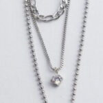 Τριπλό Κολιέ από Ανοξείδωτο Ατσάλι με Λευκό Ζιργκόν – Layered Design - Image 3