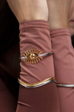Δίχρωμη Χειροπέδα Μάτι από Ανοξείδωτο Ατσάλι – Χρυσό & Ασημί Βραχιόλι - Image 3