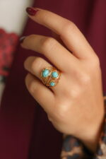 Δαχτυλίδι από Ανοξείδωτο Ατσάλι με 3 Πέτρες Τυρκουάζ Χαολίτη – Αυξομειούμενο Boho - Image 2