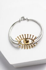 Δίχρωμη Χειροπέδα Μάτι από Ανοξείδωτο Ατσάλι – Χρυσό & Ασημί Βραχιόλι