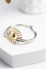 Δίχρωμη Χειροπέδα Μάτι από Ανοξείδωτο Ατσάλι – Χρυσό & Ασημί Βραχιόλι - Image 4