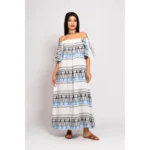 Υφαντό Φόρεμα από Βαμβακερό Jacquard με Ελληνικό Σχέδιο – Ανάγλυφη Υφή - Image 2