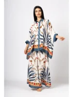 Oversized Σετ Tropical Print από Βισκόζη – Μακρύ Πουκάμισο & Παντελόνι Καλοκαιρινό Statement