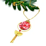 Boho Μακρύ Κολιέ Sakura (Ιαπωνία) – Χειροποίητο Κολιέ με Ρητίνη & Χρυσά Στοιχεία - Image 2