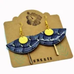 Japanese Ethnic Σκουλαρίκια Βεντάλια – Χειροποίητα Graphic Σκουλαρίκια με Παγώνι & Χρυσά Στοιχεία