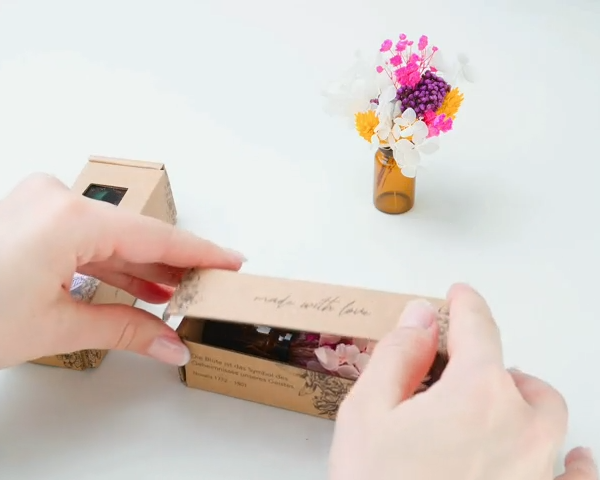 Mini Bouquet Αποξηραμένων Λουλουδιών σε Γυάλινο Βαζάκι